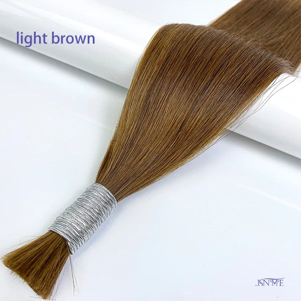 JSNME Bulk Human Hair Extensions 100% Real Human Hair Extension Straight 50g Black Brown Blonde 613 Color For Salon 14"-26" Inch