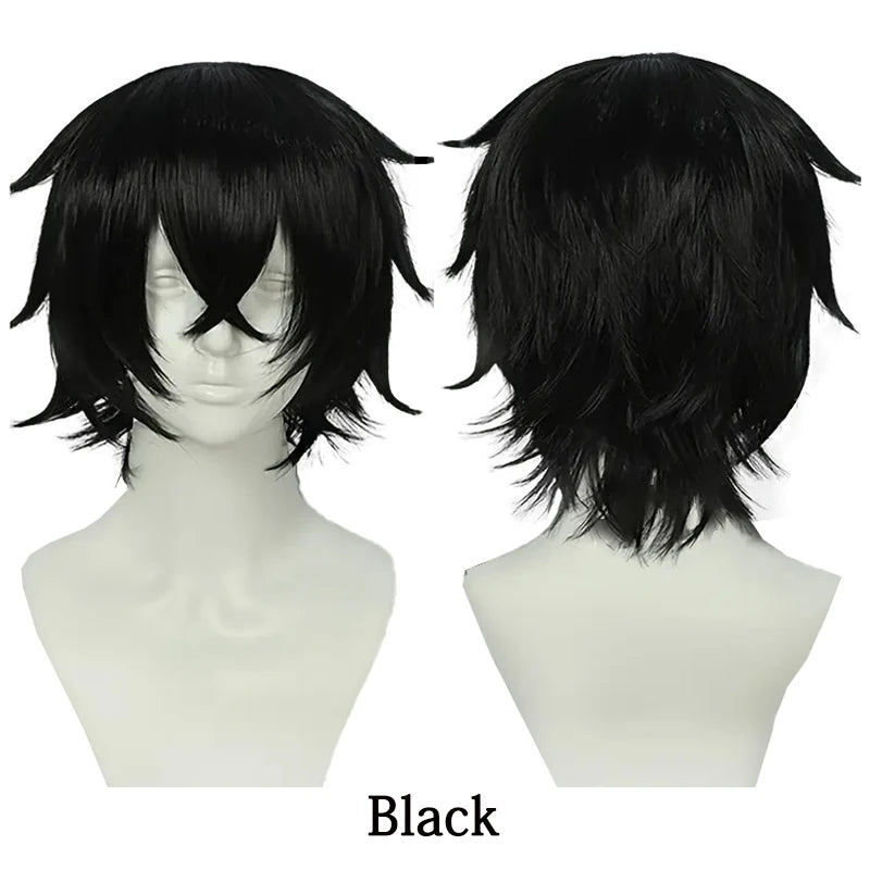 10-Inch Short Straight Hair Suitable For Both Men And Women, Cosplay Synthetic Hair Anime Role-Play Halloween Party Upturned Wig