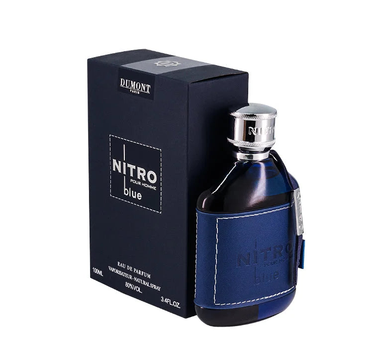 Nitro Blue Dumont Men EDP Perfume 100ml Fresh Marine Citrus Cologne Blue Glass Bottle Silver Cap Luxury Black Gift Box Daily Summer Business Wear