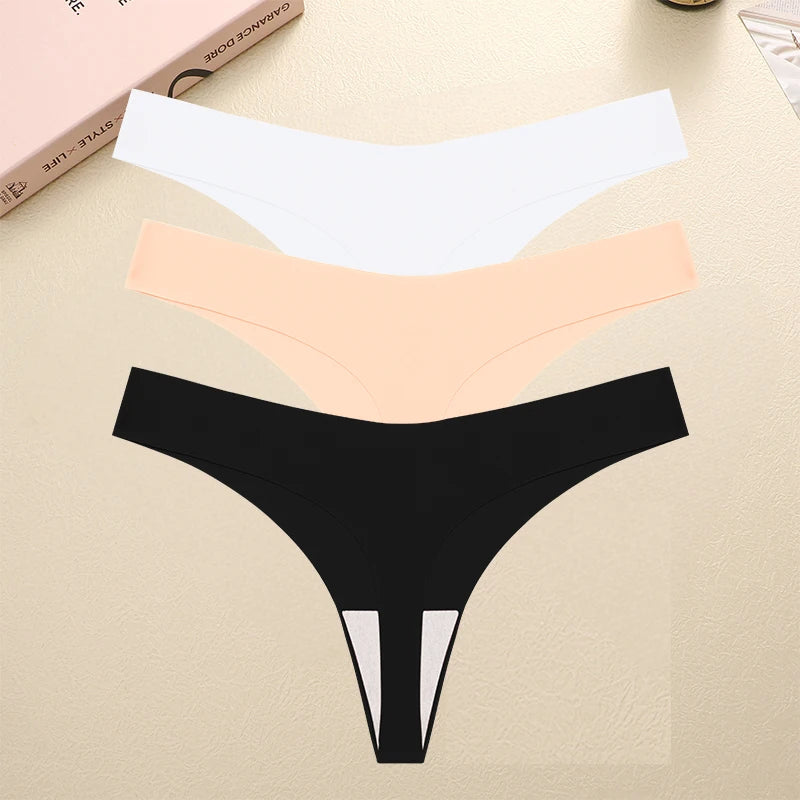 3PCS/SET Sexy G-String Underwear Female T-back Intimates Lingerie Seamless Low Waist Underpants 10 Color Lady Bikini Panty XS-XL