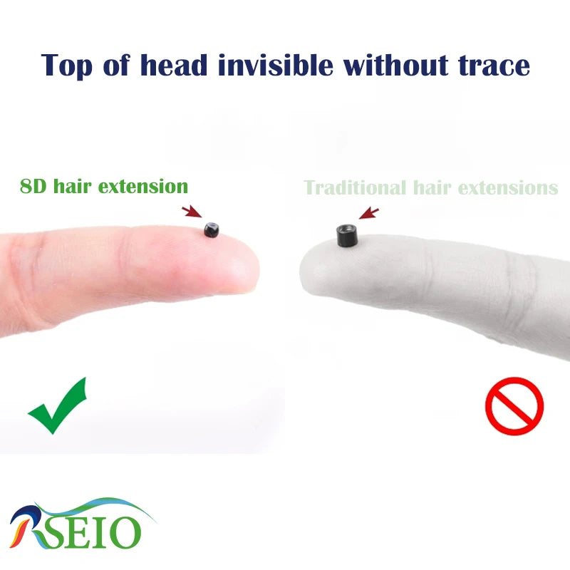 RESIO Color  8D Tip Hair Extensions 100% Real Human Hair Microbeads Extensions Color Purple Blue Pink Gray 18-20inch 0.5g/Strand