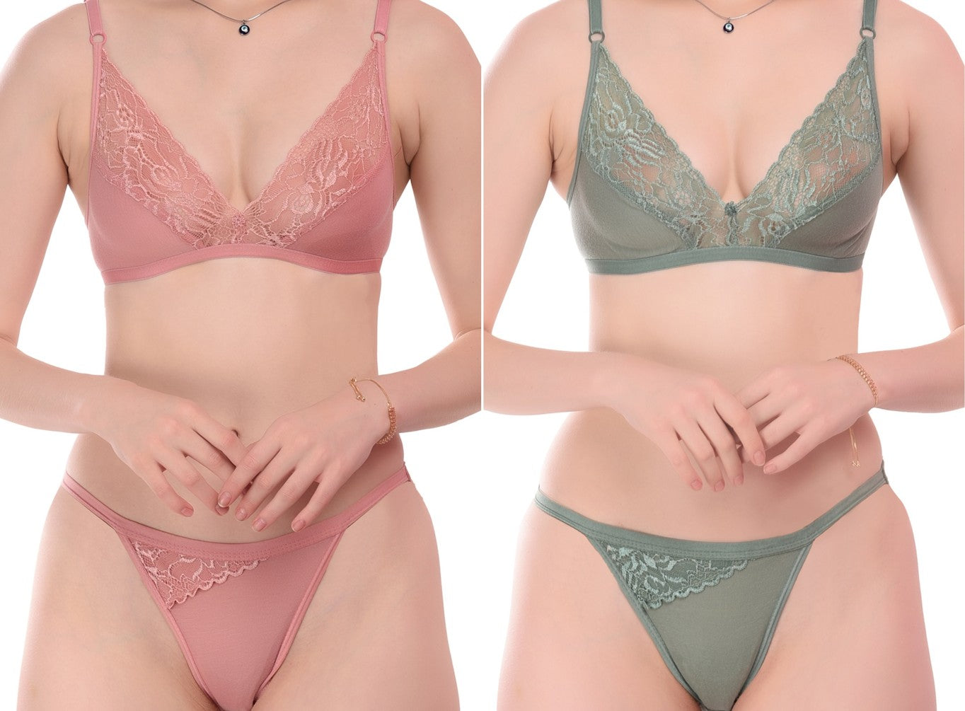 Women's Cotton Blend Lingerie Set Pack of 2 (Size-34B)