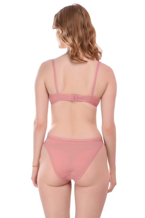 Women's Cotton Blend Lingerie Set (Size-34B) (Color-PINK)