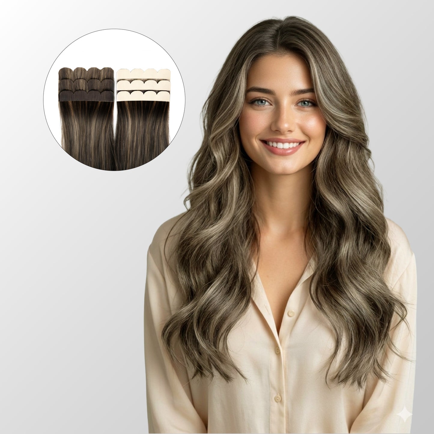 Caramel Blonde Balayage (1A/1A+3Q+9C) Mini Tape In Hair Extensions