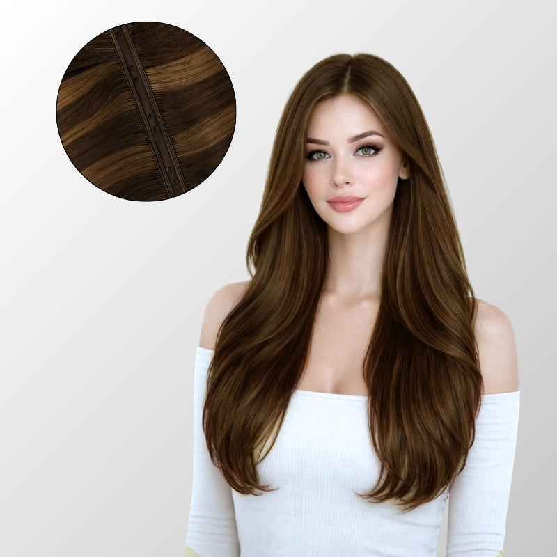 Dark Brown Balayage (2/2+6) Butterfly Weft Hair Extensions (100g-150g)