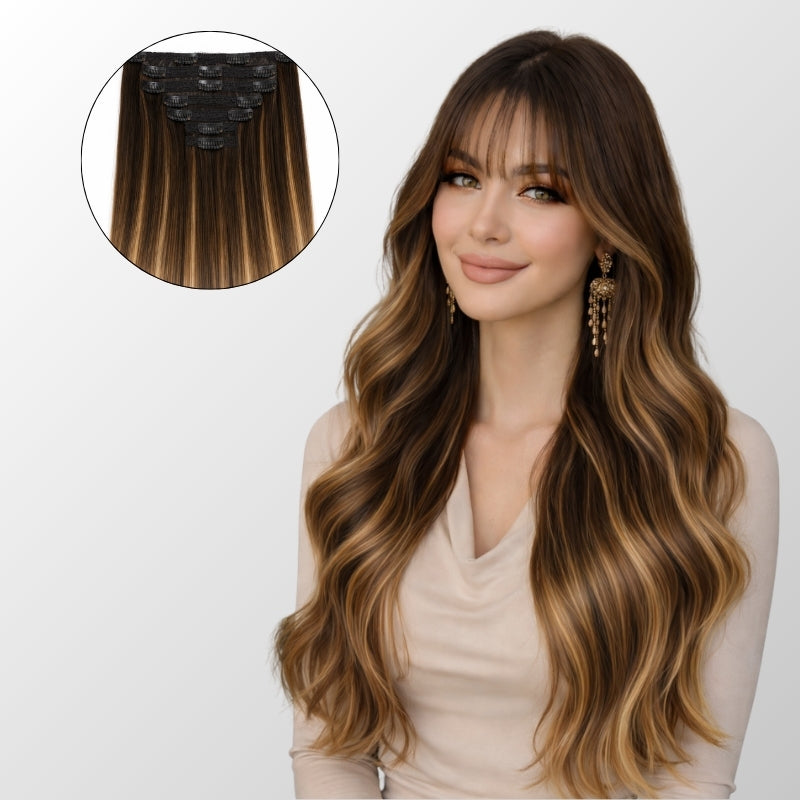 Dark Brown Balayage (2/2+6) Classic Clip-In Hair Extensions