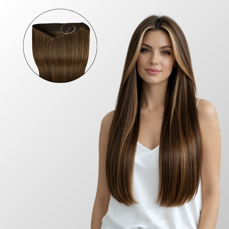 Dark Brown Balayage (2/2+6) Halo Hair Extensions (75g-120g)