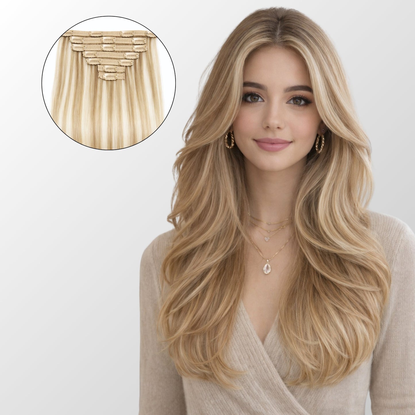 Dirty Blonde Highlights (5Q+22) Classic Clip-In Hair Extensions