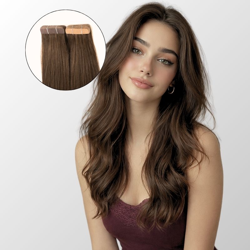 Chocolate Brown (2Q) Tape-In Hair Extensions (50g - 100g)