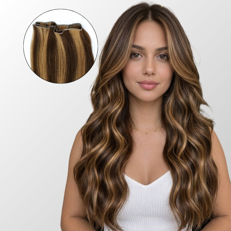 Honey Blonde Balayage (1A/1A+4Q) Genius Weft Hair Extensions (50g -